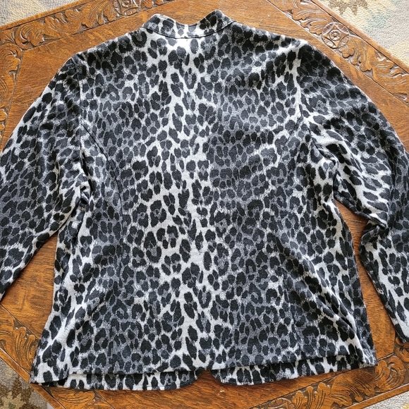 Chico's Animal Print Leopard Full Zip Bomber Jacket Coat - Picture 7 of 10